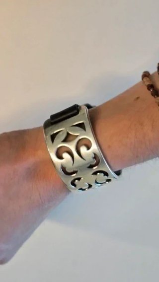 Pulsera Tous Plata y Cuero Negro Ajustable