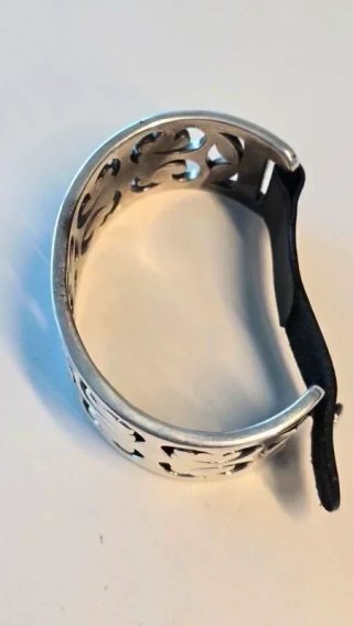 Pulsera Tous Plata y Cuero Negro Ajustable