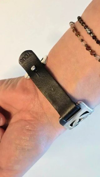 Pulsera Tous Plata y Cuero Negro Ajustable