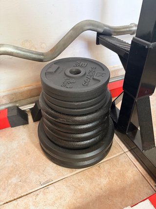 Rack Gimnasio + Barras + 76kg Discos Lote o separa