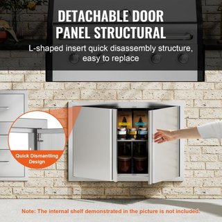 Puerta de Acceso para BBQ, Puerta Doble para Cocina Exterior de 774x532 mm, Puerta de Montaje Flush de Acero Inoxidable, Puerta Vertical de Pared con Mangos Rehundidos, para Isla de BBQ, Estación ...