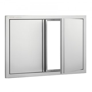 Puerta de Acceso para BBQ, Puerta Doble para Cocina Exterior de 774x532 mm, Puerta de Montaje Flush de Acero Inoxidable, Puerta Vertical de Pared con Mangos Rehundidos, para Isla de BBQ, Estación ...