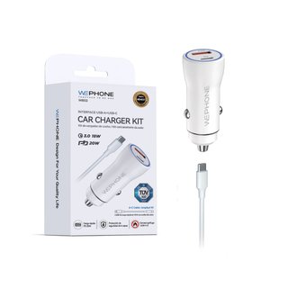 Cargador Coche WB02 Doble USB A+C PD 20W Tipo C