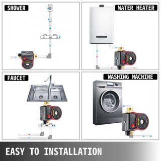 Bomba de Circulación de Agua Caliente 15 mm(0.6 pulgadas) 220V 20 L/min(5.3 GPM) 90W Bomba de Refuerzo de Agua 0.8A para Bar Electrónico Automático Ducha en Casa Lavadora