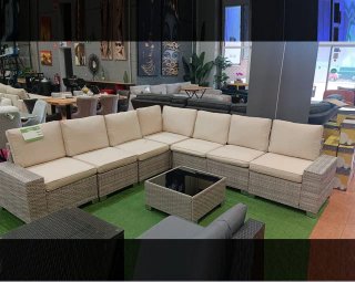Sofá Rinconera Terraza Jardín Nuevo Beige/Gris