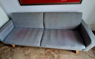 Sofá-cama 3 plazas tela y madera