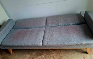Sofá-cama 3 plazas tela y madera
