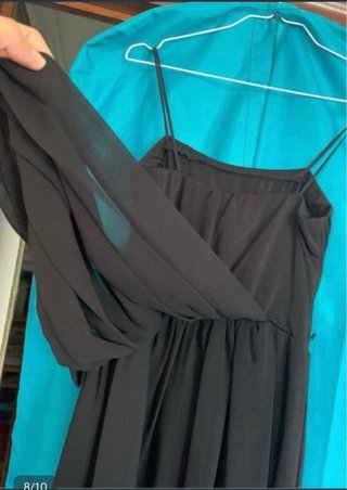 Vestido largo negro asimétrico s-m-l