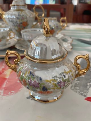 Juego de té vintage oro pintado a mano