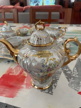 Juego de té vintage oro pintado a mano