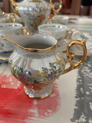 Juego de té vintage oro pintado a mano