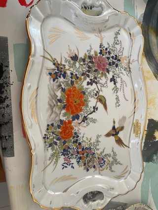 Juego de té vintage oro pintado a mano