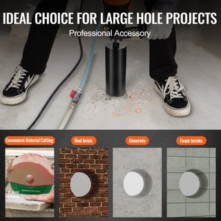 Broca de Núcleo, Brocas de Núcleo de Diamante Húmedas/Secas de 10.2 cm para Ladrillo y Bloque, Broca de Núcleo de Concreto con Adaptador de Broca Piloto y Hoja de Serrar, Profundidad de Perforació...