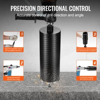 Broca de Núcleo, Brocas de Núcleo de Diamante Húmedas/Secas de 10.2 cm para Ladrillo y Bloque, Broca de Núcleo de Concreto con Adaptador de Broca Piloto y Hoja de Serrar, Profundidad de Perforació...
