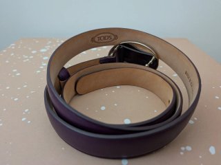 Cinturón Tod's Cuero Morado Hebilla Plateada