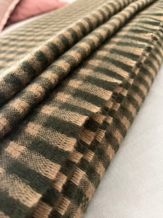 Manta Zara home Cuadros Beige y Verde