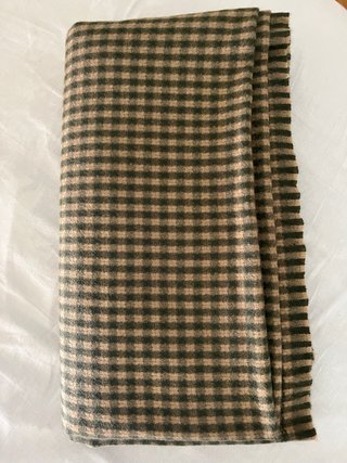 Manta Zara home Cuadros Beige y Verde