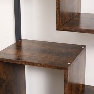 Estante Librería en Estilo Industrial con Armario de 2 Puertas, Estante Ahorra Espacio de 8 Estantes para Casa y Oficina, 70X30X180Cm, Marrón
