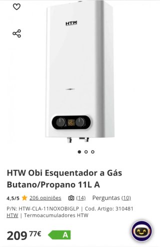 Calentador de agua HTW a gas nuevo