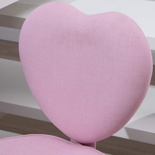 Silla de Escritorio en Forma de Corazón, Silla de Oficina con 5 Ruedas Giratorias y Altura Ajustable en Tela, 42X50X79-89Cm, Rosa