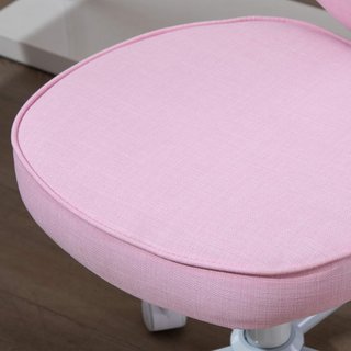 Silla de Escritorio en Forma de Corazón, Silla de Oficina con 5 Ruedas Giratorias y Altura Ajustable en Tela, 42X50X79-89Cm, Rosa