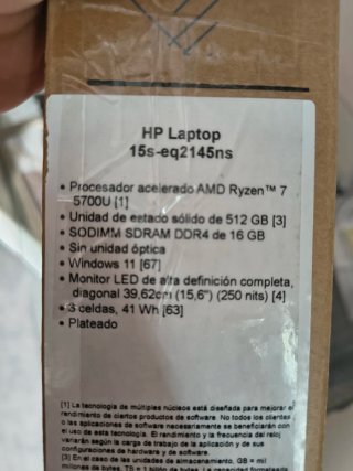 Portátil HP 15,6 Ryzen 7 (8 núcleos) 16GB RAM