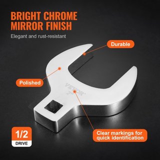 Juego de Llaves de Codo, Juego SAE de 14 Piezas de 1/2" Drive (1-1/16" - 2") con Bandeja de Almacenamiento, Material 40CR con Tamaño Grabado con Láser, para Mantenimiento o Reparaciones Mecánicas