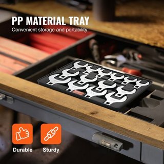Juego de Llaves de Codo, Juego SAE de 14 Piezas de 1/2" Drive (1-1/16" - 2") con Bandeja de Almacenamiento, Material 40CR con Tamaño Grabado con Láser, para Mantenimiento o Reparaciones Mecánicas