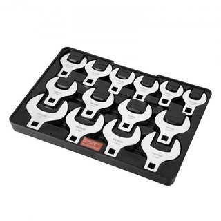 Juego de Llaves de Codo, Juego SAE de 14 Piezas de 1/2" Drive (1-1/16" - 2") con Bandeja de Almacenamiento, Material 40CR con Tamaño Grabado con Láser, para Mantenimiento o Reparaciones Mecánicas