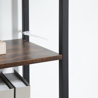 Estantería Moderna Estilo Industrial Con 4 Estantes Y 2 Armarios, Estante de Metal Y Madera para Casa Y Oficina, 90X30X159.5Cm, Negro Y Marrón