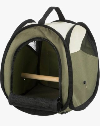Transportín para aves beige y verde