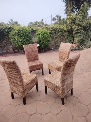 Pack 4 sillas mimbre y madera