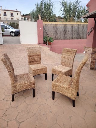 Pack 4 sillas mimbre y madera