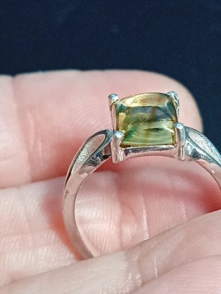 Anillo Plata Ley Rectangula citrino