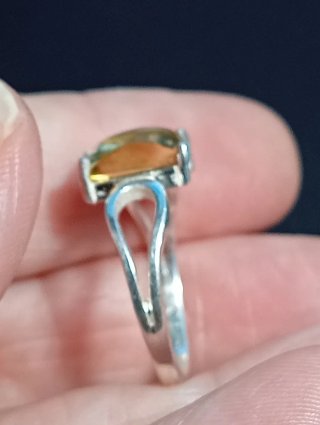 Anillo Plata Ley Rectangula citrino