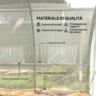 Invernadero de Jardín en Túnel 3.97X3X2 M con Puertas Enrollables y Ventanas, Invernadero para Huerto con Estructura de Acero Galvanizado y Cubierta de PE, para Huerto de Verduras y Flores, Blanco