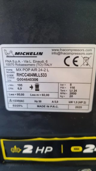 Compressore Michelin 24L 2HP 8 BAR