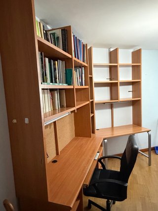 Dormitorio juvenil con 2 estanterías y cama nido
