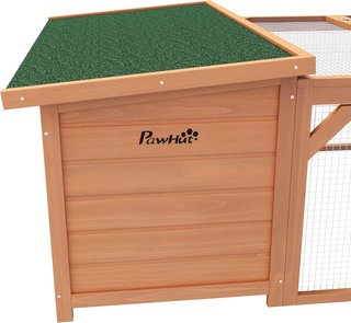 Conejera de Exterior e Interior de Madera con Casita para Conejos y Área Abierta Cercada, 125.5X100X49Cm, Naranja
