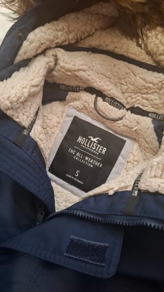 Abrigo Parka Hollister Azul Marino con Capucha