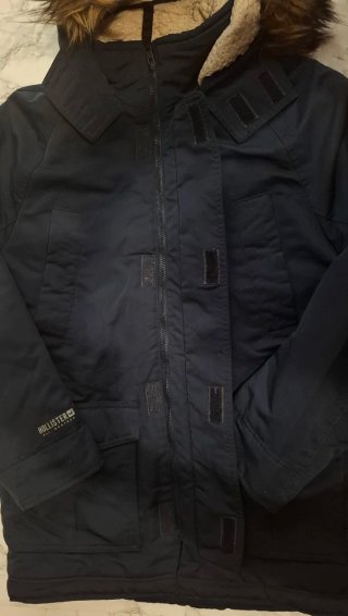 Abrigo Parka Hollister Azul Marino con Capucha