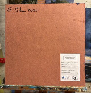 Dipinto olio su legno cielo tempestoso
