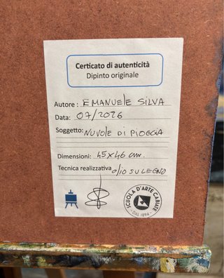 Dipinto olio su legno cielo tempestoso