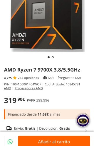 AMD Ryzen 7 9700X 3.8/5.5GHz