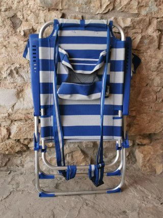 Silla de Playa Plegable Rayas Azul y Blanca
