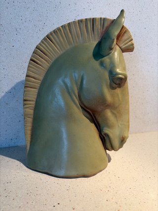 Figura cabeza de caballo gres marca LLadro.