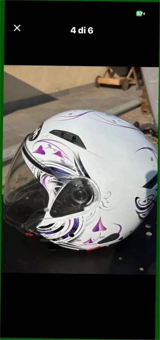 Casco Moto Airoh Blanco Corazones Morados