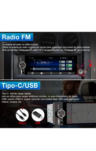 Radio Coche 1 DIN Pantalla Táctil