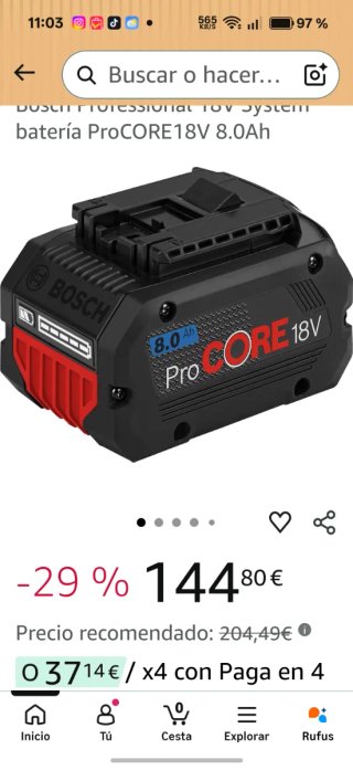 BATERIAS Bosch ProCORE 18V y Worx 20V
