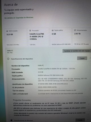 PC Gaming i5-6600K / GTX 1060 6GB / 32GB RAM / SSD